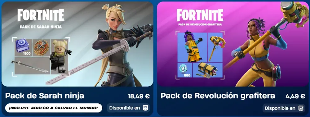 Tienda de Fortnite y packs con paVos